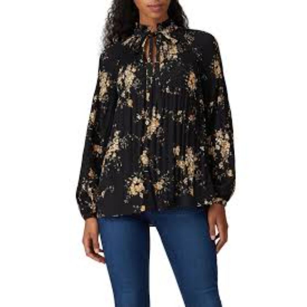 Lauren Ralph Lauren Size 2X black floral Smocked Long Sleeve Tunic Plus Size